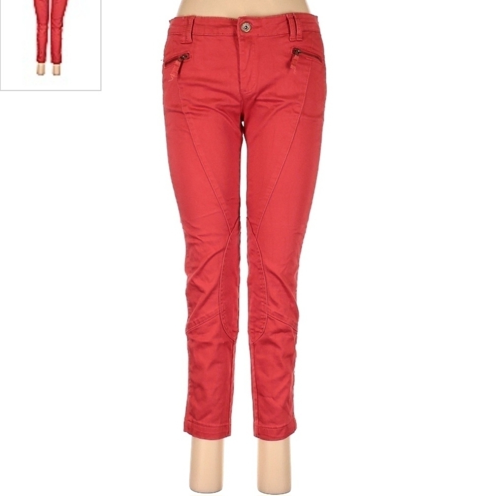 i Jeans by Buffalo Coral Cropped Moto Chino Pants Hariette Women's Size 10 EUC